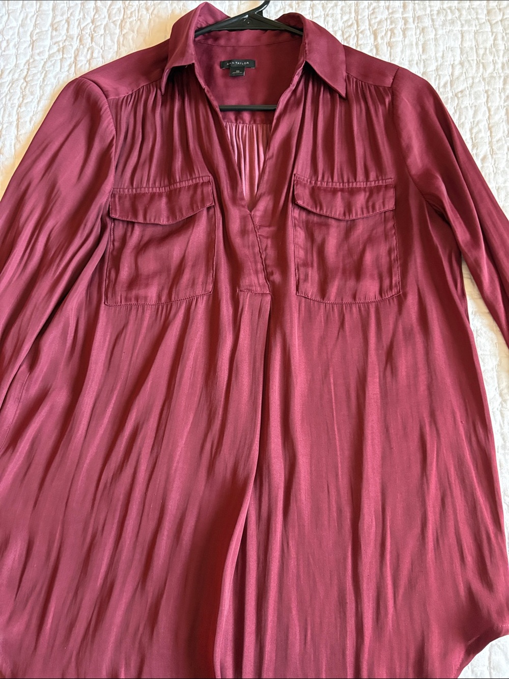 Ann Taylor Wine Long Sleeve flowy Blouse